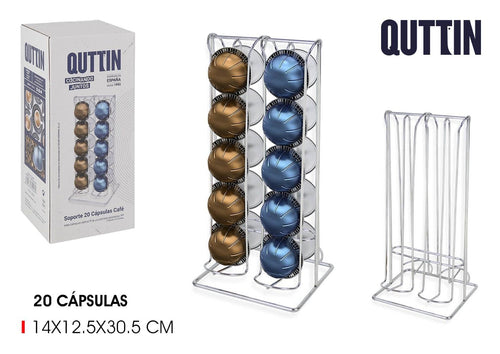 Inde Soler Hispania Suport metalic pentru capsule cafea, Quttin Crom, l14,2xA12,5xH31 cm