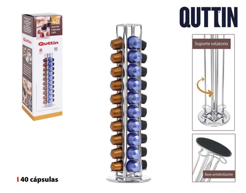 Suport metalic pentru capsule cafea, Quttin Crom, Ø11,5xH38 cm