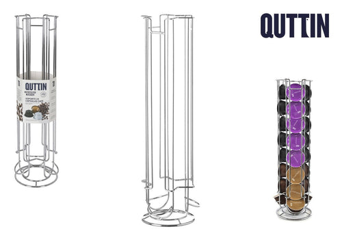 Suport metalic pentru capsule cafea, Quttin Crom, Ø12xH43 cm