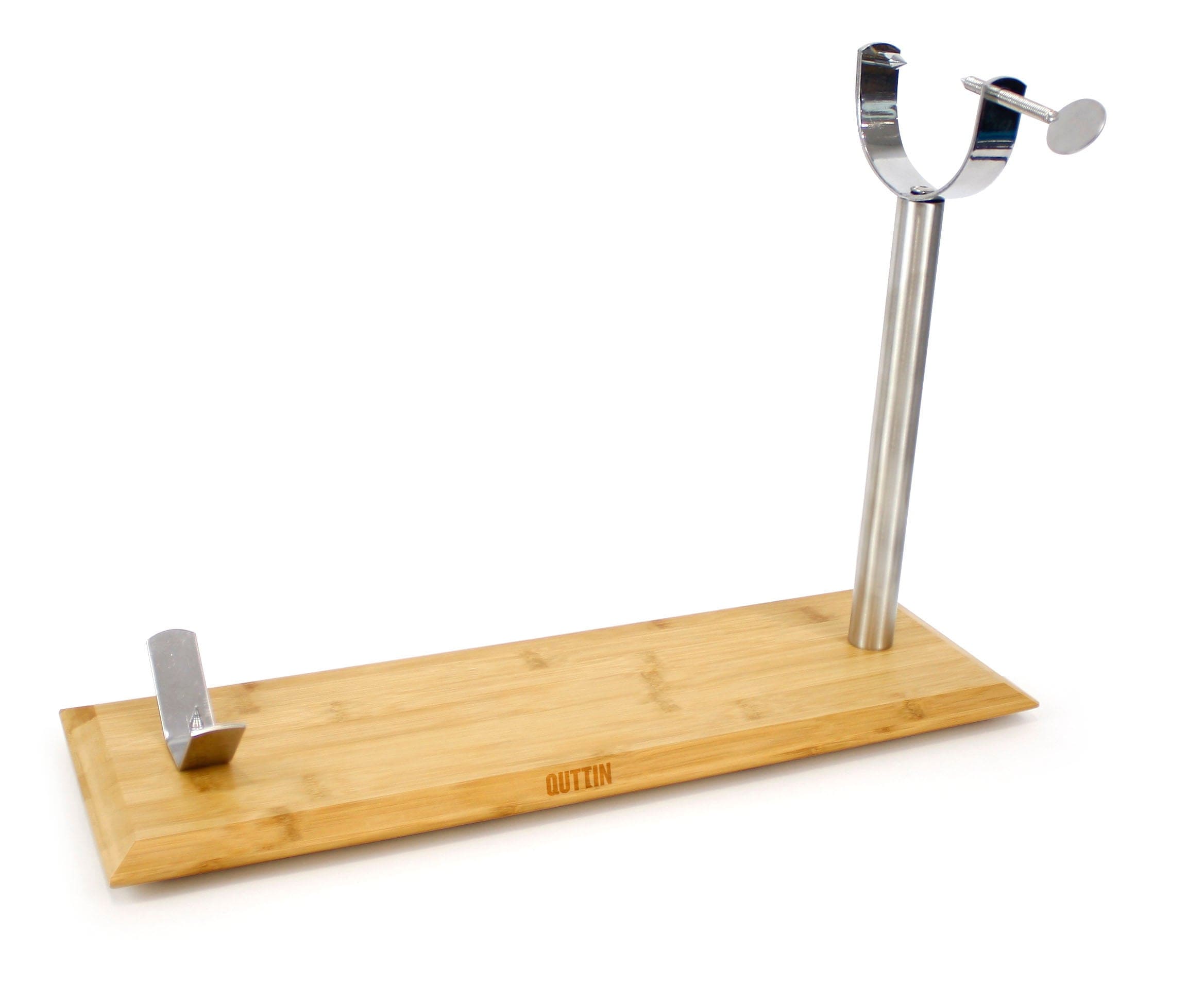 Inde Soler Hispania Suport pentru jambon din lemn si otel inoxidabil, Quttin Natural / Argintiu, l48,5xA16,5xH2,3 cm