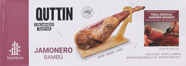 Inde Soler Hispania Suport pentru jambon din lemn si otel inoxidabil, Quttin Natural / Argintiu, l48,8xA16,5xH34 cm