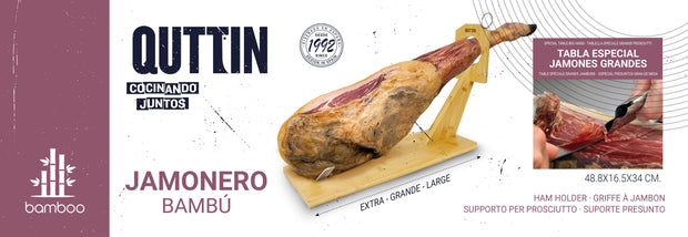 Suport pentru jambon din lemn si otel inoxidabil, Quttin Natural / Argintiu, l48,8xA16,5xH34 cm (6)