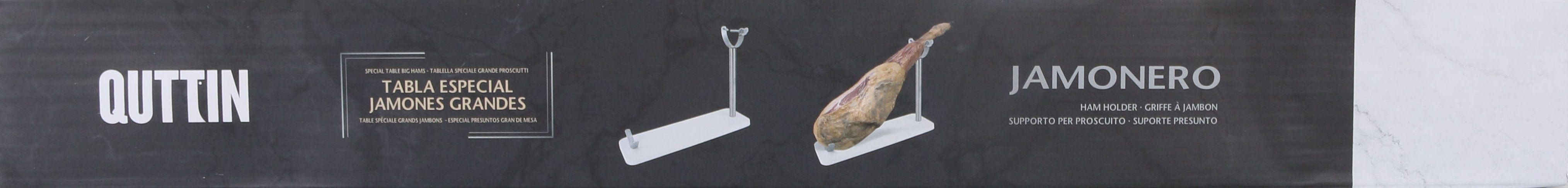 Suport pentru jambon din marmura si otel inoxidabil, Quttin Marmura / Argintiu, l48,5xA16xH1,8 cm (1)