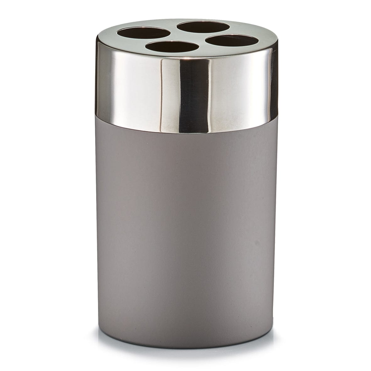 BFSummer Suport pentru periuta din plastic si inox, Taupe matte, Ø 6,5xH11 cm