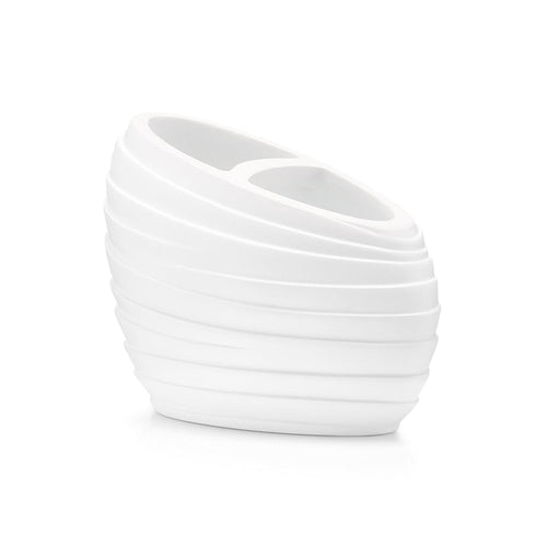 BFSummer Suport pentru periuta din polirasina, Abstrakt White, l12,5xA6,5xH8,9 cm