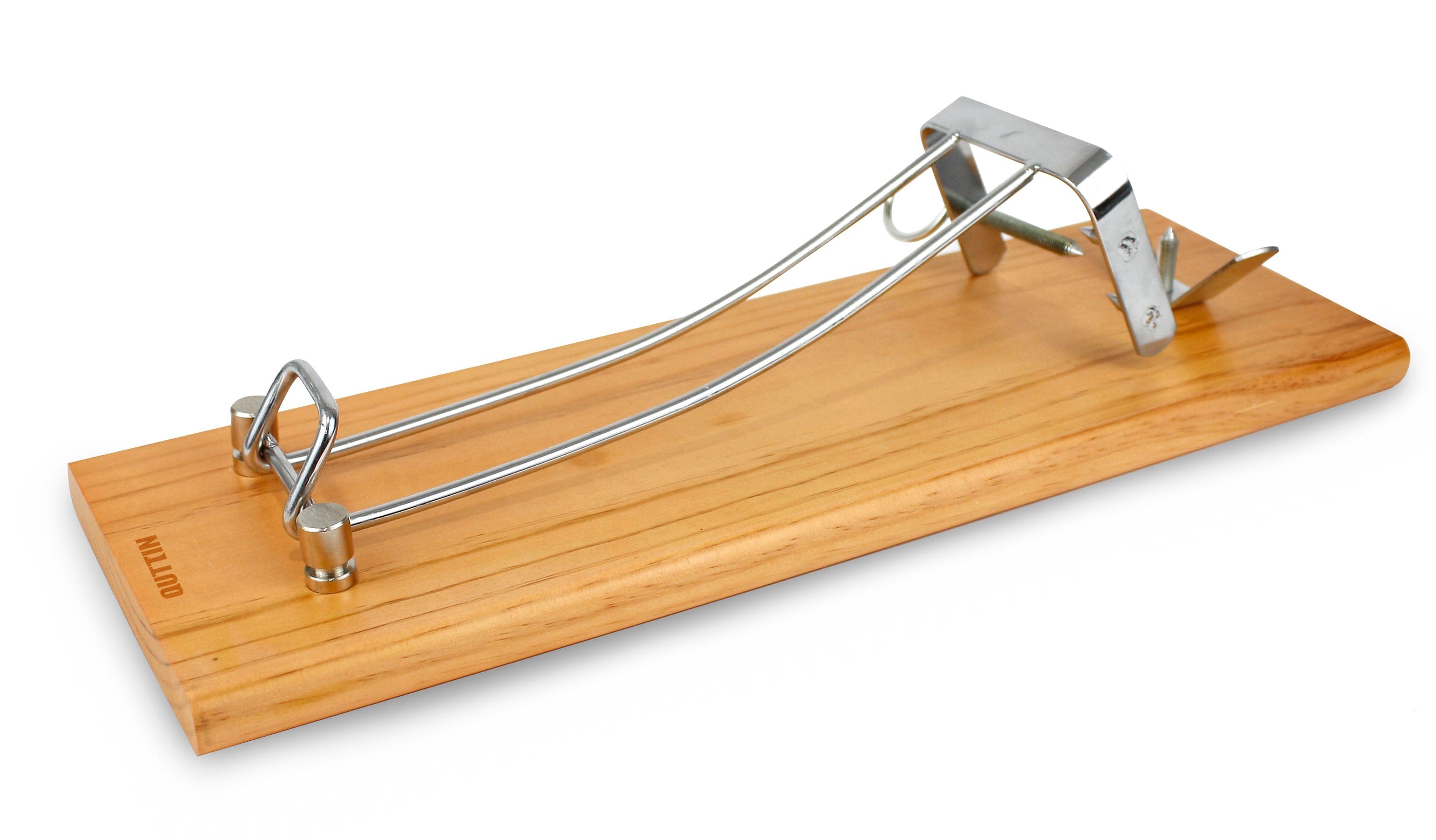 Suport pliabil pentru jambon din lemn si otel inoxidabil, Quttin Natural / Argintiu, l48,5xA16,5xH2,3 cm (4)