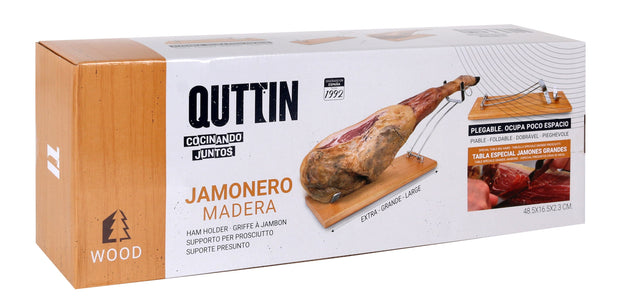 Suport pliabil pentru jambon din lemn si otel inoxidabil, Quttin Natural / Argintiu, l48,5xA16,5xH2,3 cm (8)