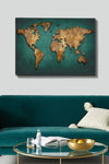 Asir Tablou Canvas Map 116 Verde / Auriu, 100 x 70 cm