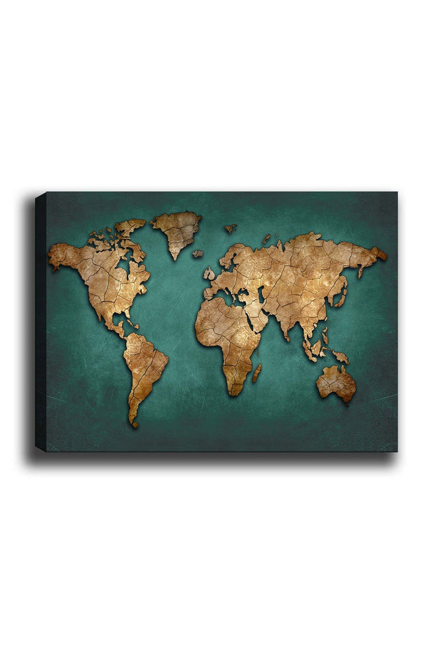 Asir Tablou Canvas Map 116 Verde / Auriu, 100 x 70 cm