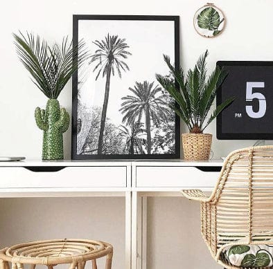 BFSummer Tablou Grands Palmiers Aluminium Noir-30 x 40 cm