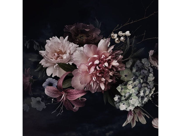 Tablou Sticla Flowers III, 80 x 80 cm