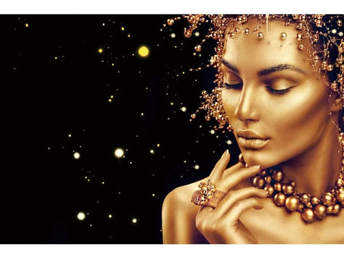 Tablou Sticla Golden Face, 120 x 80 cm