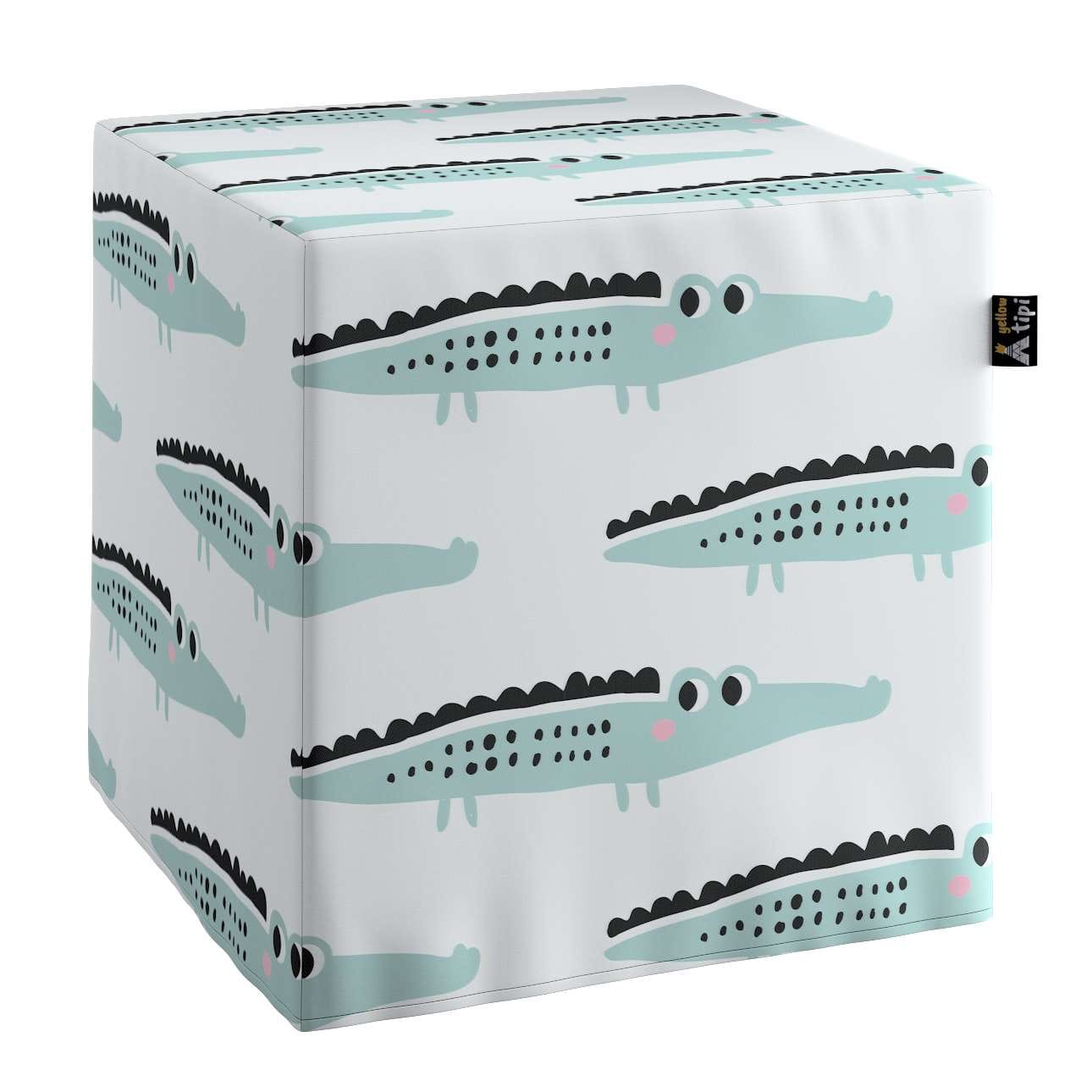 Taburet pentru copii, tapitat cu stofa, Magic Crocodile Multicolor, l40xA40xH40 cm