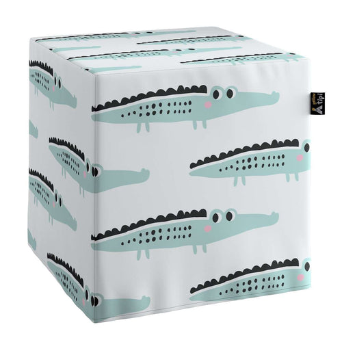 Taburet pentru copii, tapitat cu stofa, Magic Crocodile Multicolor, l40xA40xH40 cm