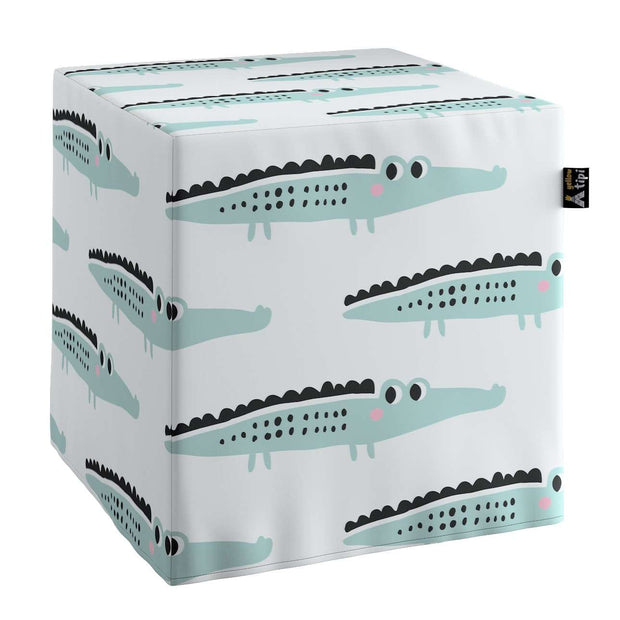 Taburet pentru copii, tapitat cu stofa, Magic Crocodile Multicolor, l40xA40xH40 cm