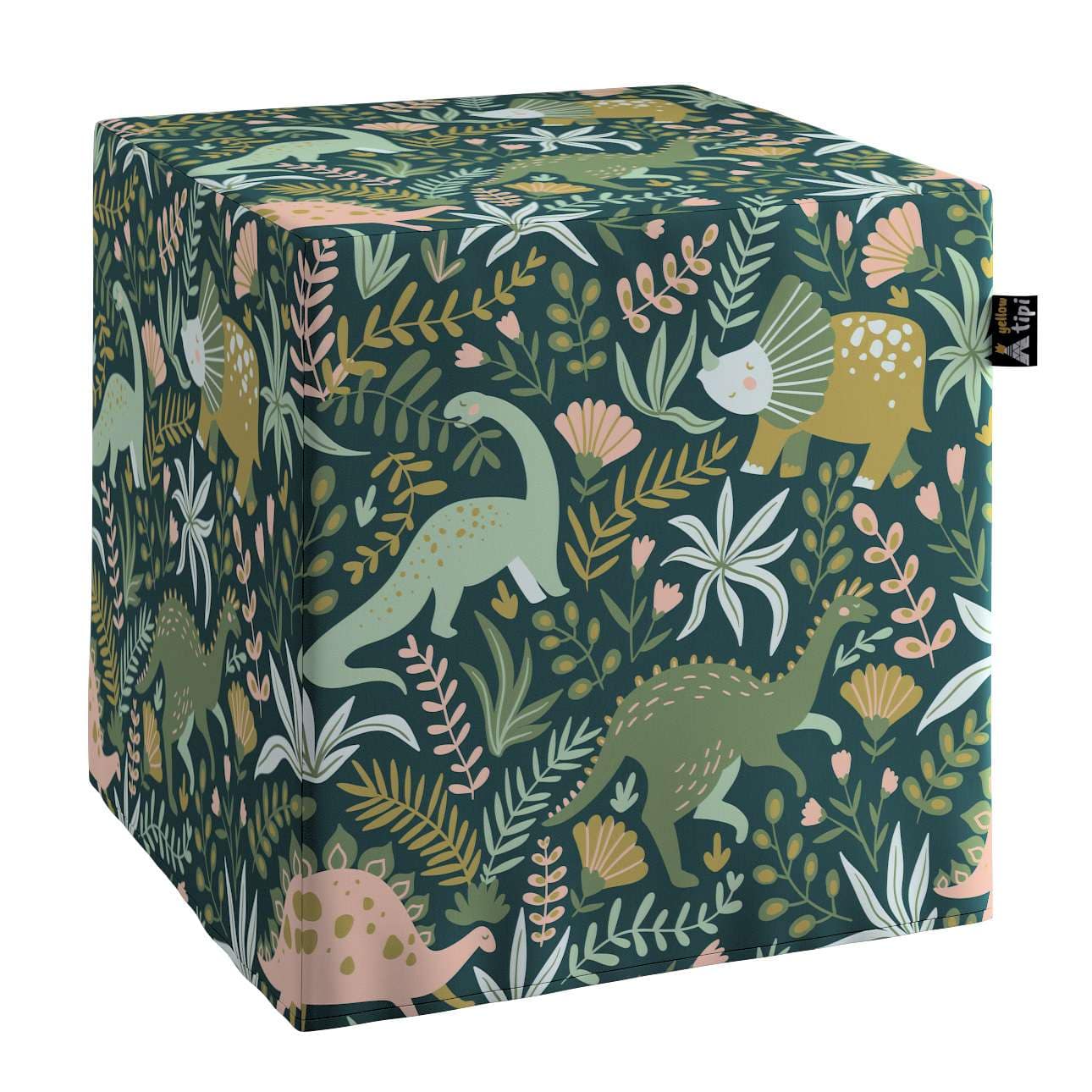 Taburet pentru copii, tapitat cu stofa, Magic Dino Multicolor, l40xA40xH40 cm