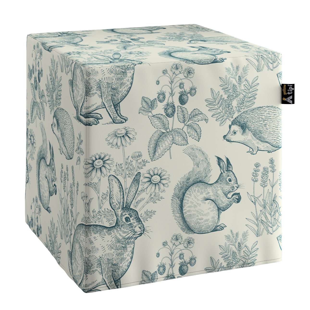 Taburet pentru copii, tapitat cu stofa, Magic Rabbit Multicolor, l40xA40xH40 cm