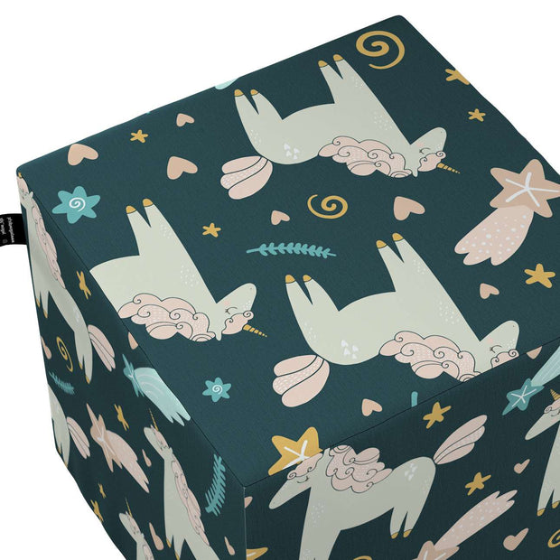 Taburet pentru copii, tapitat cu stofa, Magic Unicorn Albastru, l40xA40xH40 cm (1)