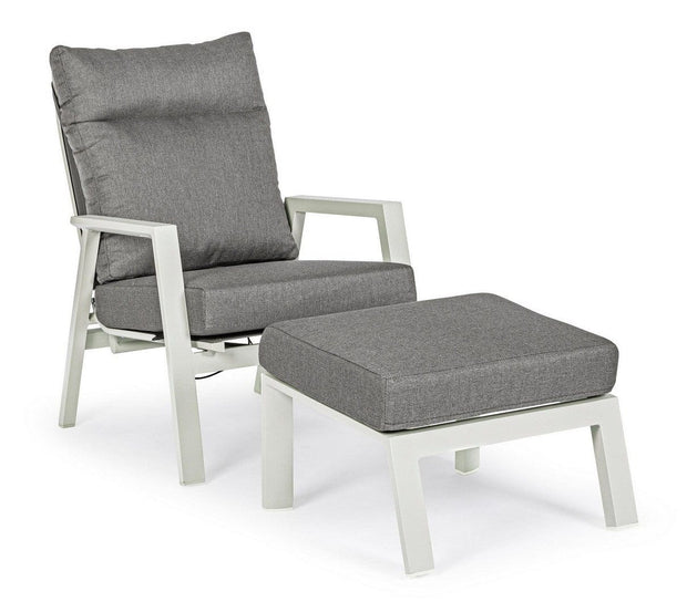 Taburet pentru terasa / gradina, din aluminiu si material textil, Kledi Gri, l60xA59xH43 cm (1)