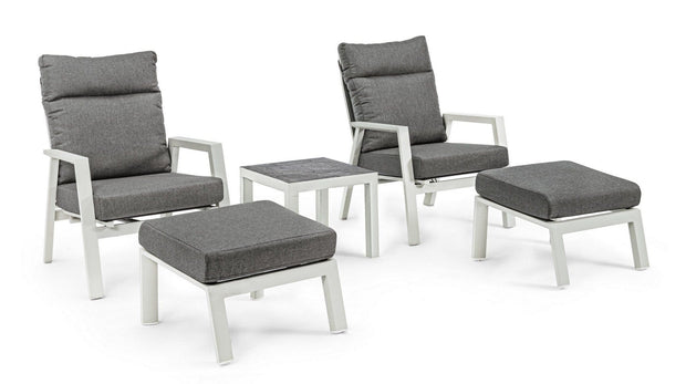 Taburet pentru terasa / gradina, din aluminiu si material textil, Kledi Gri, l60xA59xH43 cm (2)