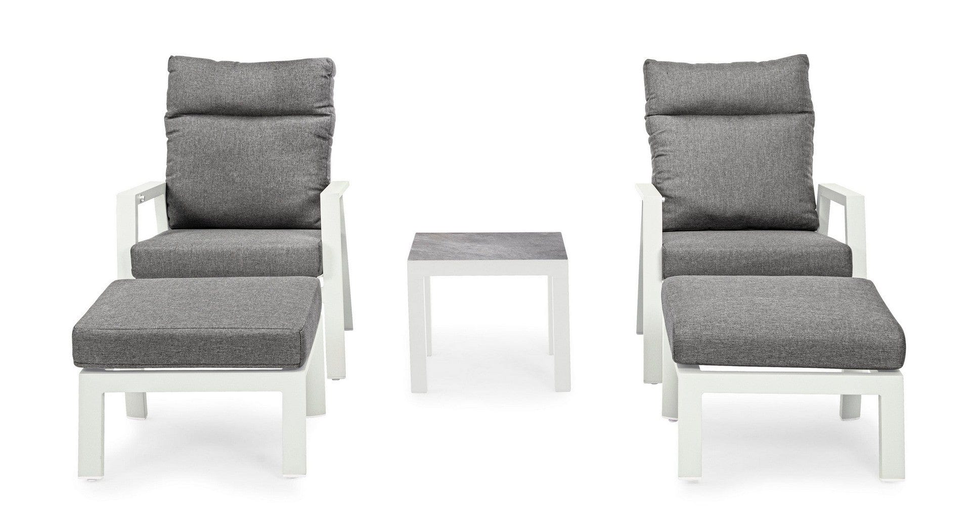 Taburet pentru terasa / gradina, din aluminiu si material textil, Kledi Gri, l60xA59xH43 cm (6)