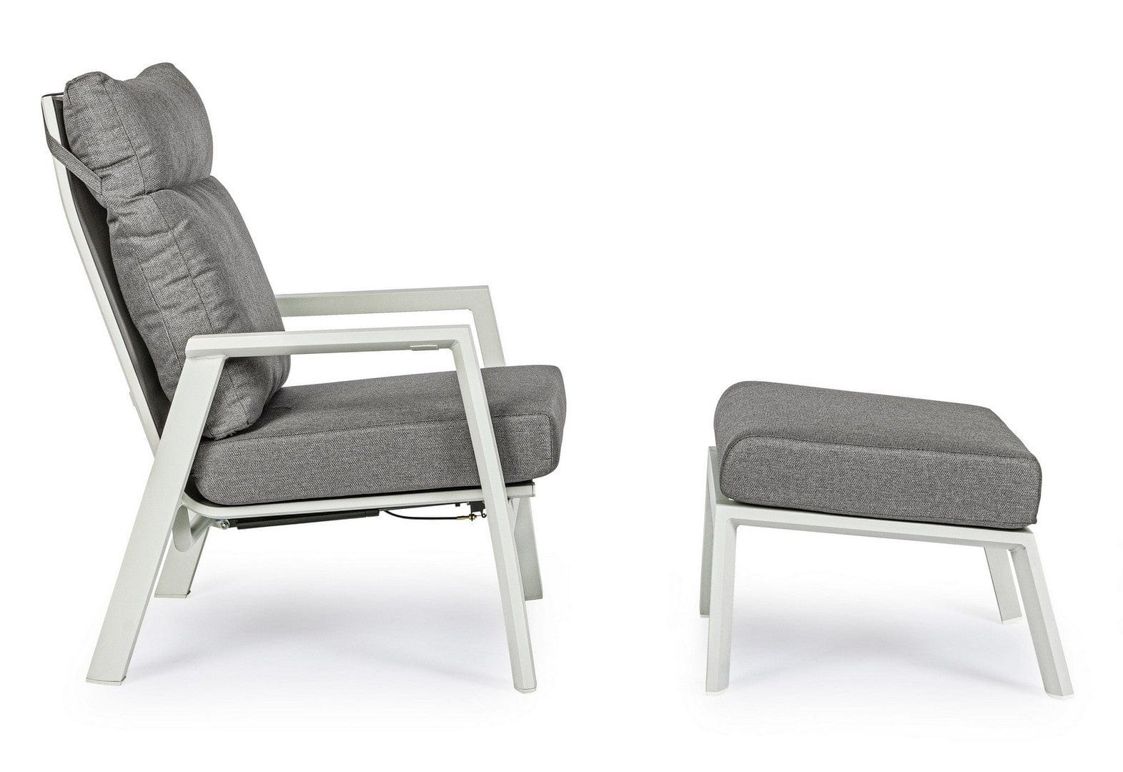 Taburet pentru terasa / gradina, din aluminiu si material textil, Kledi Gri, l60xA59xH43 cm (8)