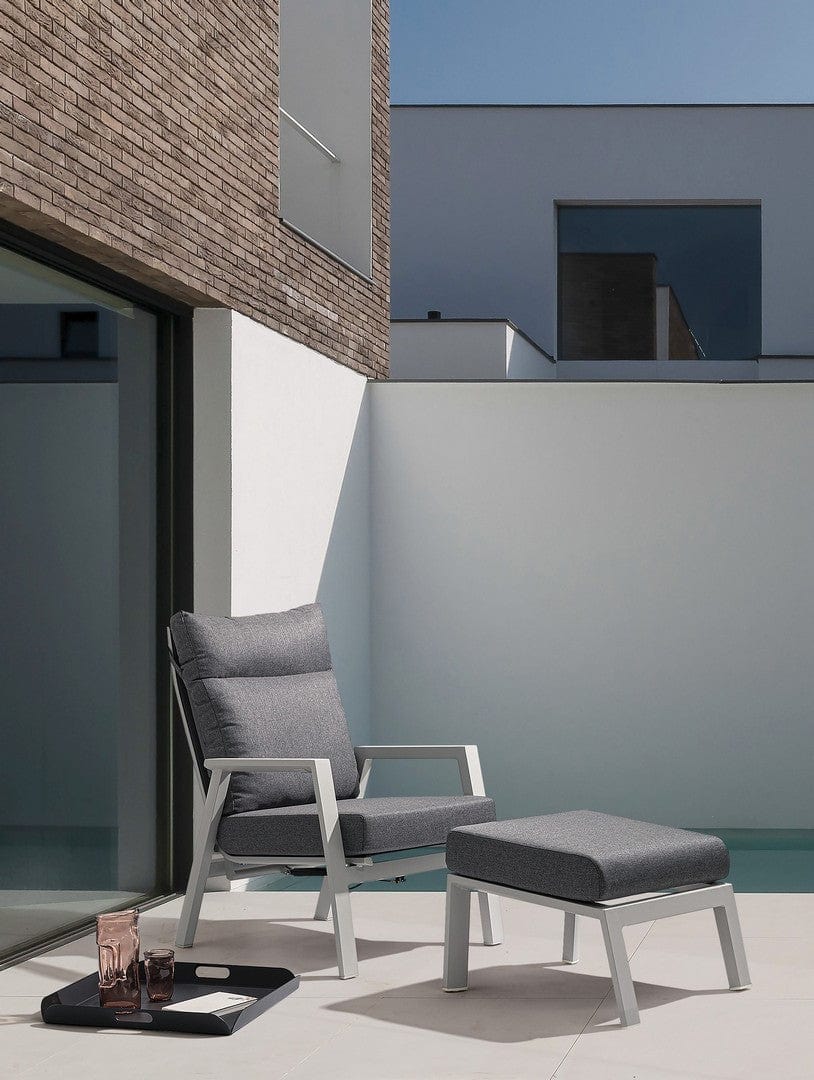 Taburet pentru terasa / gradina, din aluminiu si material textil, Kledi Gri, l60xA59xH43 cm (10)