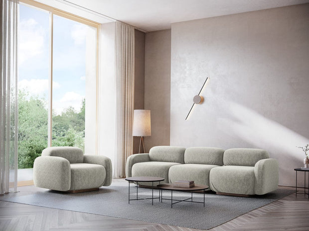 Makamii Taburet tapitat cu stofa, Ailani C13 Argintiu / Natural, l95xA83xH41 cm