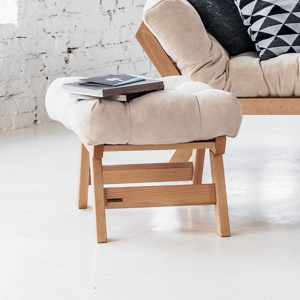 Taburet tapitat cu stofa, Allegro Oil Crem, l55xA47xH43 cm (1)