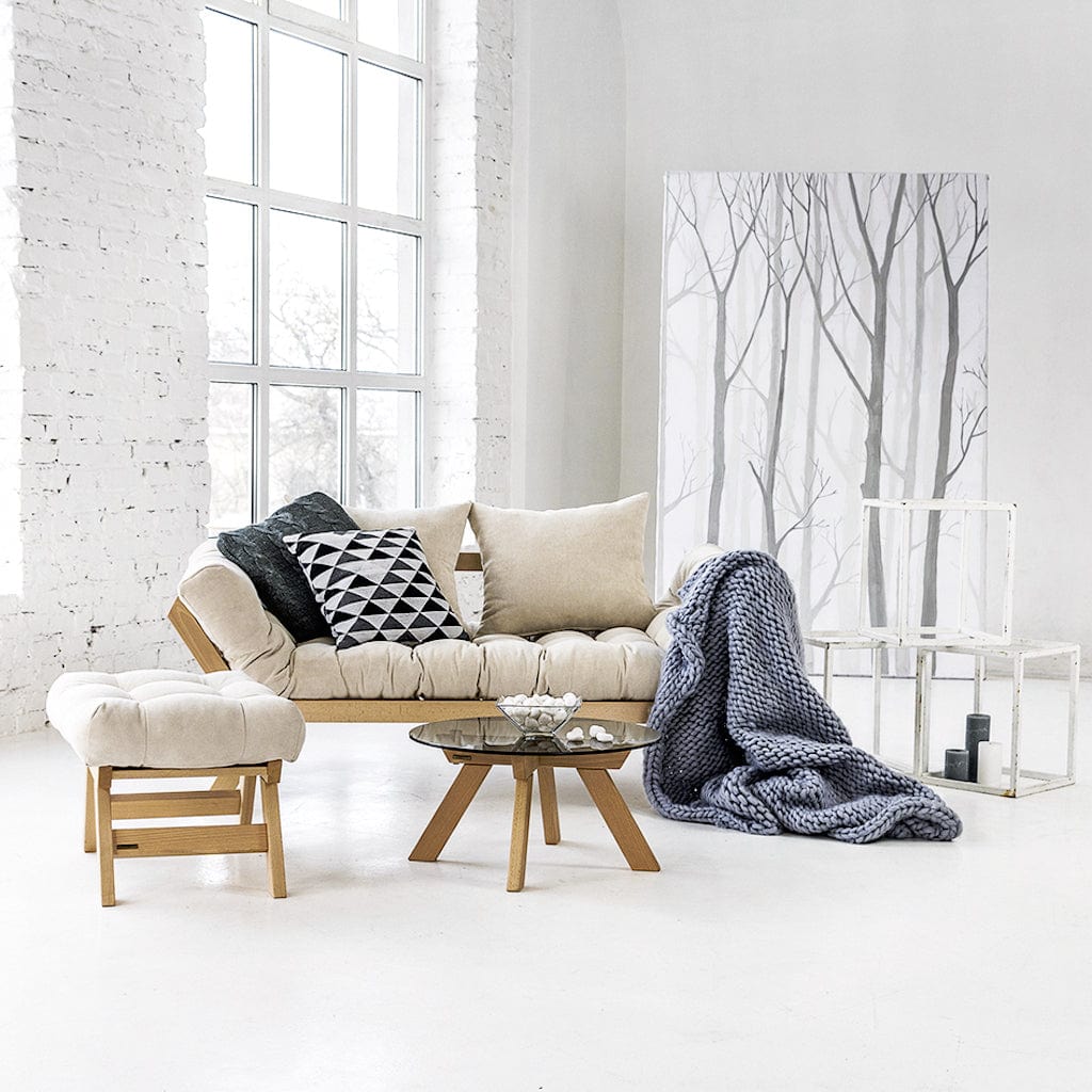 Taburet tapitat cu stofa, Allegro Oil Crem, l55xA47xH43 cm (2)