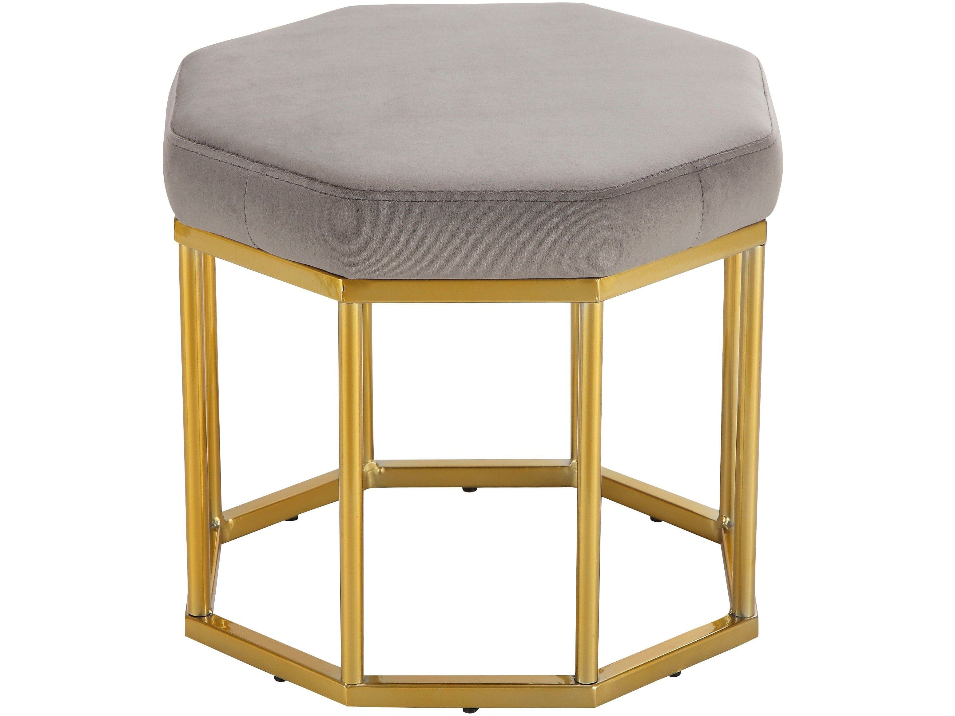 Dorel Home Taburet tapitat cu stofa, Ayda Velvet Gri / Auriu, l42xA42xH38 cm