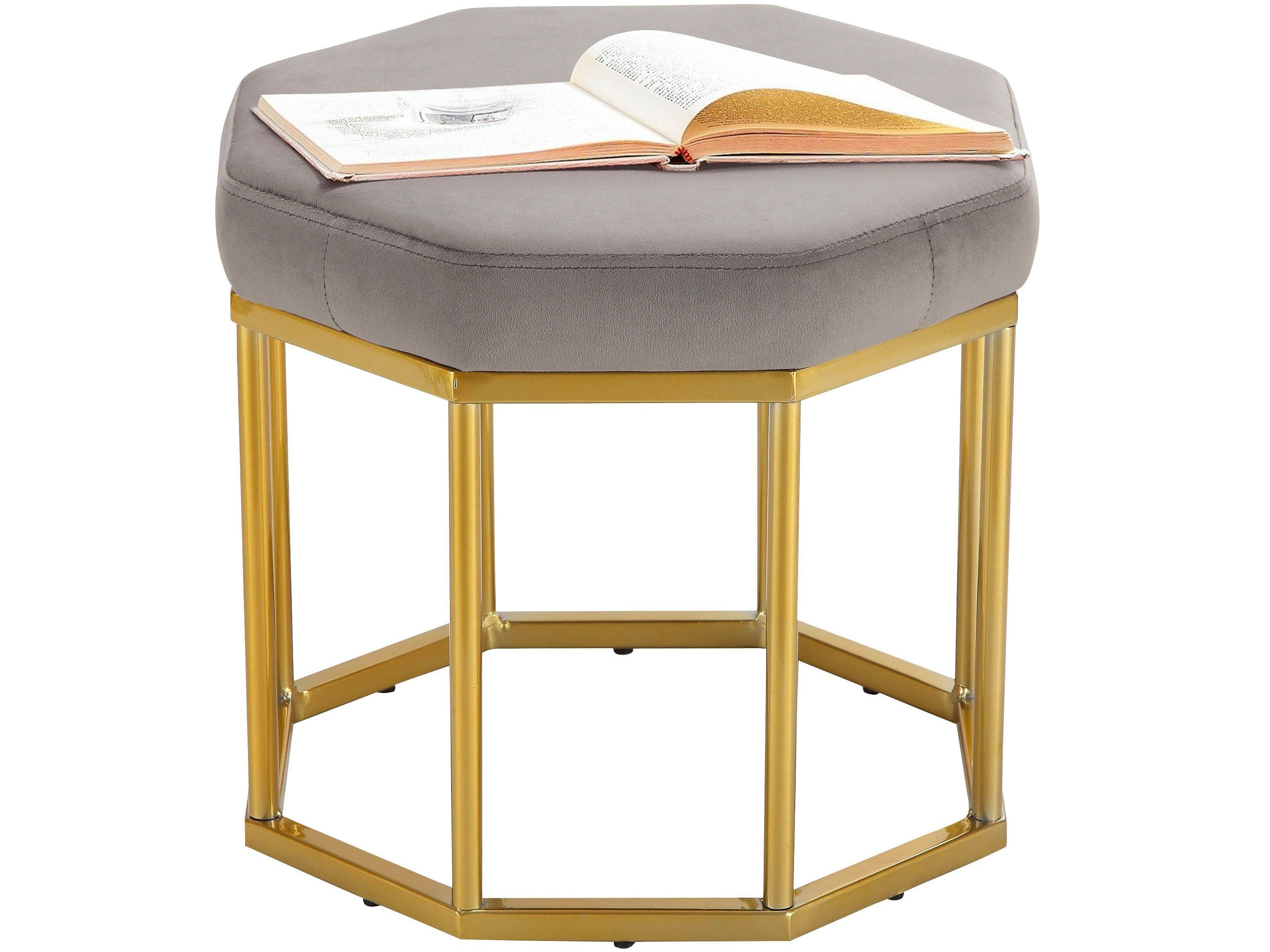 Dorel Home Taburet tapitat cu stofa, Ayda Velvet Gri / Auriu, l42xA42xH38 cm