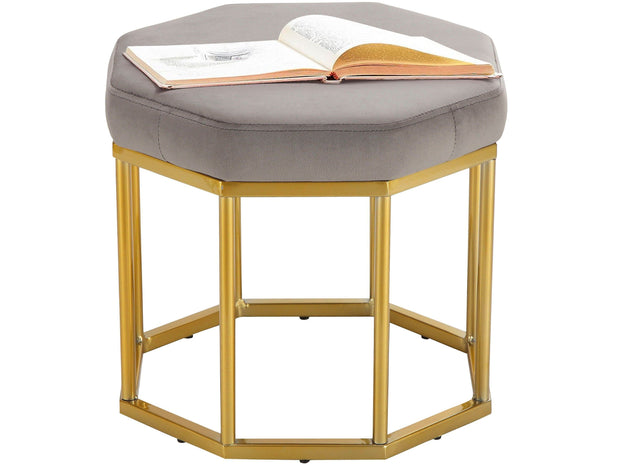 Dorel Home Taburet tapitat cu stofa, Ayda Velvet Gri / Auriu, l42xA42xH38 cm