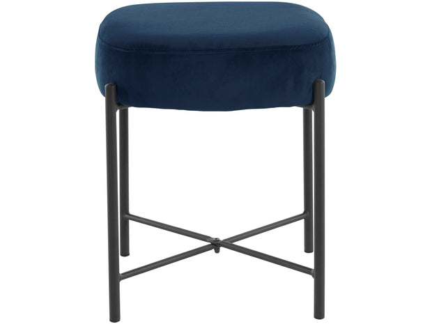 Dorel Home Taburet tapitat cu stofa, Berry Velvet Albastru / Negru, l37xA37xH43 cm