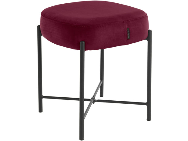 Dorel Home Taburet tapitat cu stofa, Berry Velvet Bordeaux / Negru, l37xA37xH43 cm