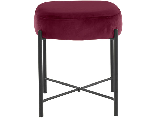 Dorel Home Taburet tapitat cu stofa, Berry Velvet Bordeaux / Negru, l37xA37xH43 cm