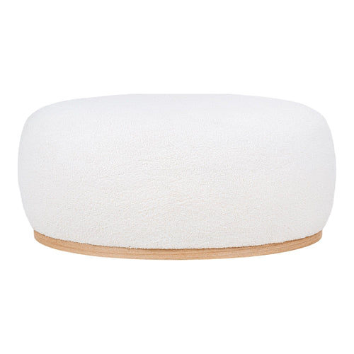 Taburet tapitat cu stofa boucle, Manhattan Alb / Natural, l88,5xA54,5xH36 cm