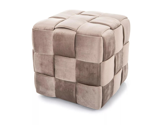 Signal Taburet tapitat cu stofa, Cales Velvet Bej Inchis, l42xA42xH42 cm