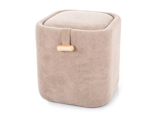 Signal Taburet tapitat cu stofa, cu spatiu de depozitare, Naparis Velvet Bej Inchis,  l37xA37xH42 cm