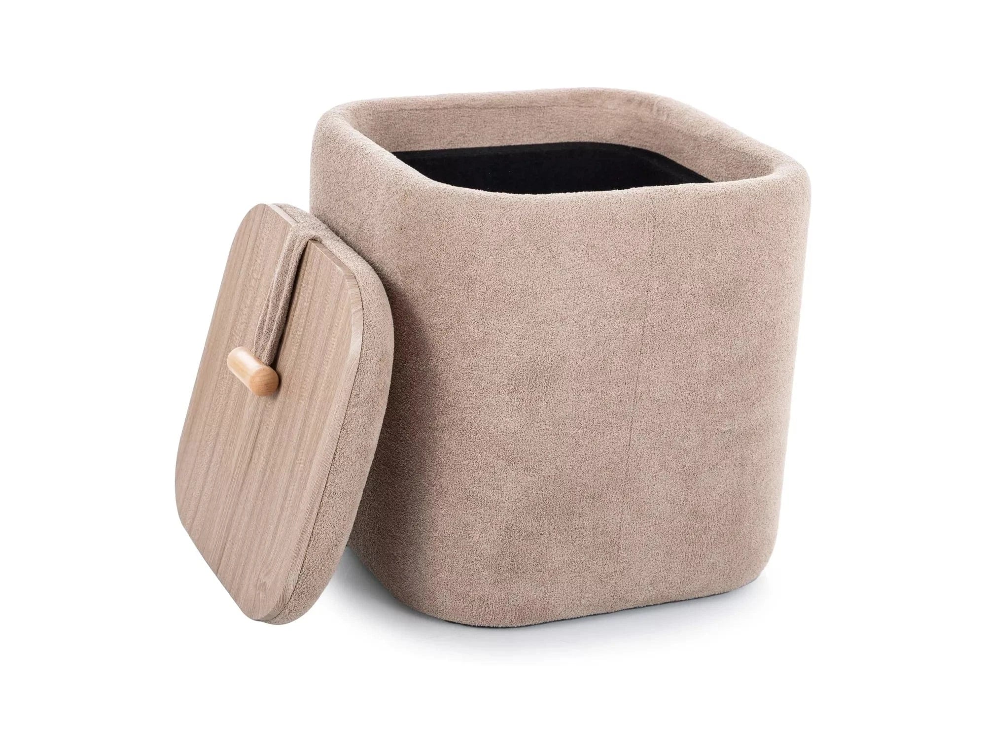 Signal Taburet tapitat cu stofa, cu spatiu de depozitare, Naparis Velvet Bej Inchis,  l37xA37xH42 cm