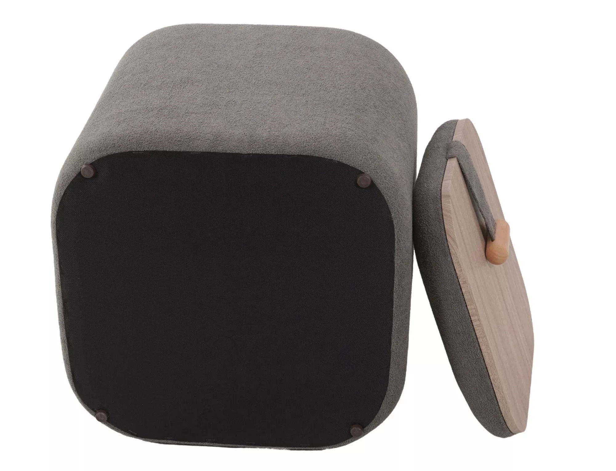 Signal Taburet tapitat cu stofa, cu spatiu de depozitare, Naparis Velvet Gri,  l37xA37xH42 cm