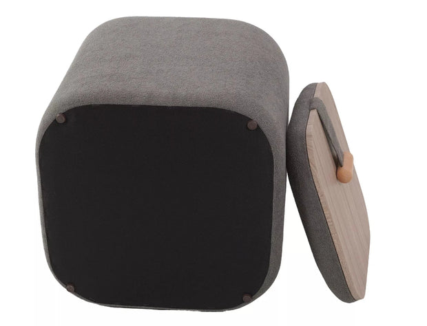 Signal Taburet tapitat cu stofa, cu spatiu de depozitare, Naparis Velvet Gri,  l37xA37xH42 cm