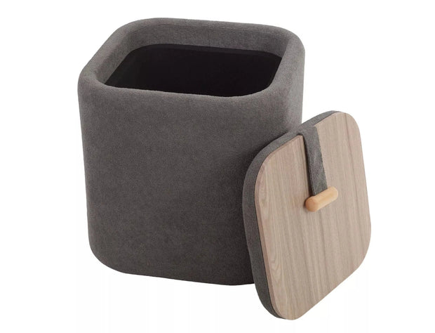 Signal Taburet tapitat cu stofa, cu spatiu de depozitare, Naparis Velvet Gri,  l37xA37xH42 cm