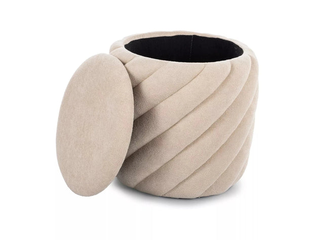 Signal Taburet tapitat cu stofa, cu spatiu de depozitare, Pelaris Velvet Bej, Ø42xH41 cm