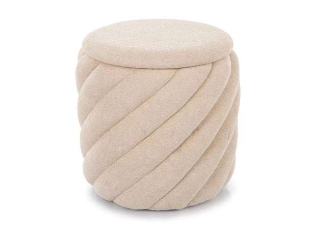 Signal Taburet tapitat cu stofa, cu spatiu de depozitare, Pelaris Velvet Bej, Ø42xH41 cm