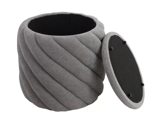 Signal Taburet tapitat cu stofa, cu spatiu de depozitare, Pelaris Velvet Gri, Ø42xH41 cm