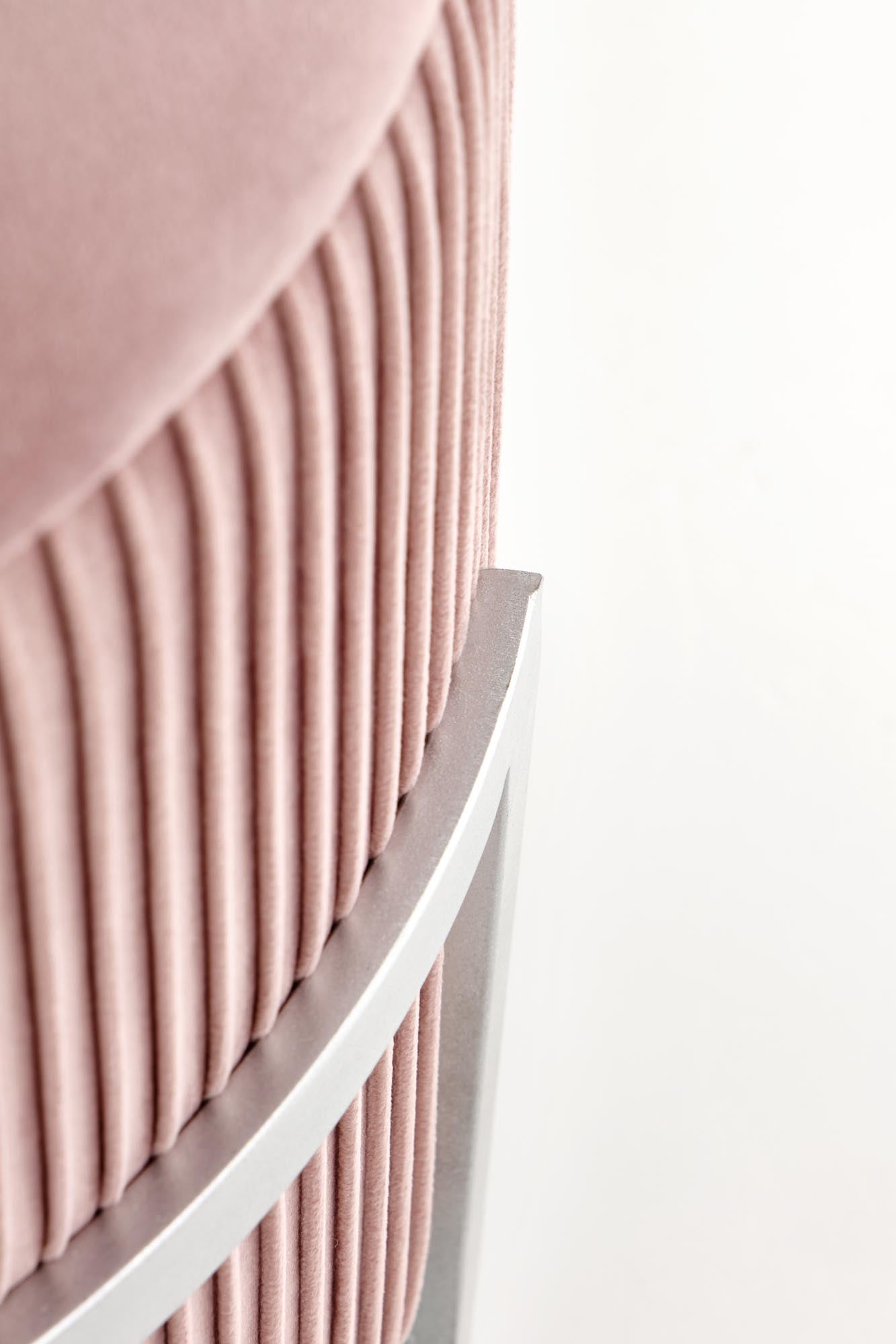 Halmar Taburet tapitat cu stofa, cu spatiu de depozitare si picioare metalice Cricket Velvet Roz / Argintiu, Ø40xH46 cm