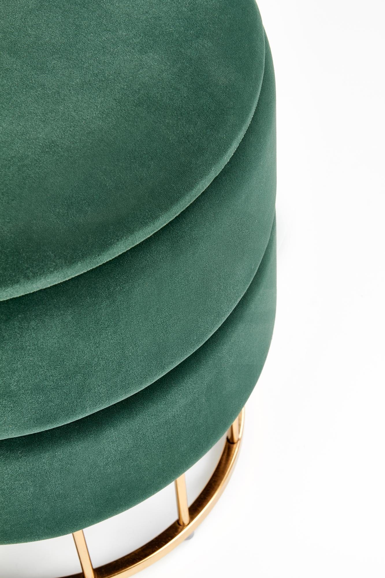 Taburet tapitat cu stofa, cu spatiu de depozitare si picioare metalice Minty Verde / Auriu, Ø37xH41 cm (3)