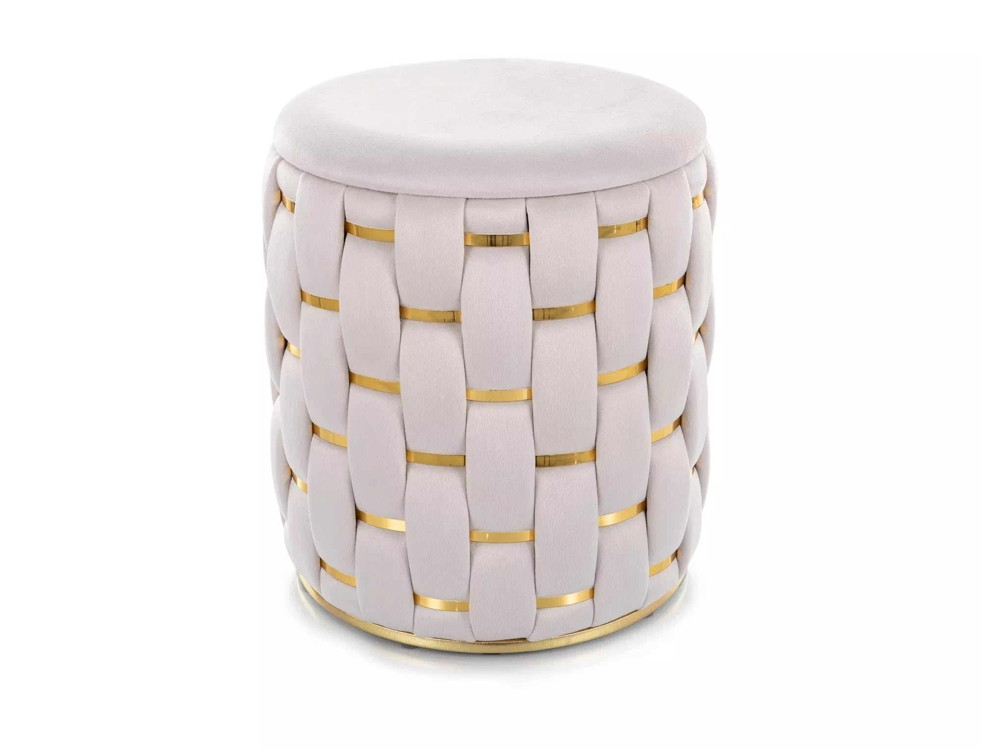 Signal Taburet tapitat cu stofa, cu spatiu de depozitare, Tiaris Velvet Bej, Ø37xH42 cm