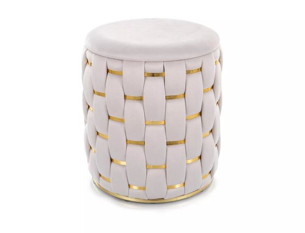 Signal Taburet tapitat cu stofa, cu spatiu de depozitare, Tiaris Velvet Bej, Ø37xH42 cm